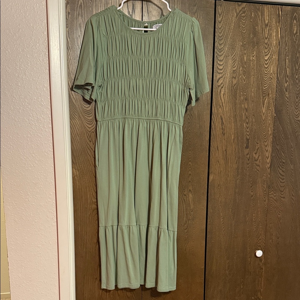 Polagram Sage Green Midi Dress